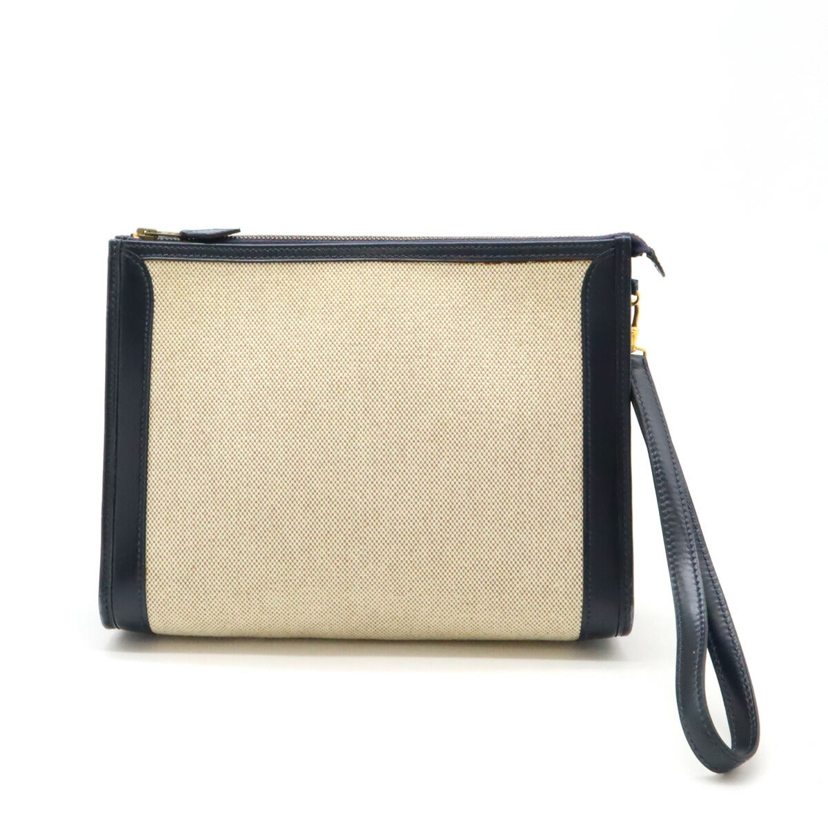 Hermes Canvas Leather Clutch Bag