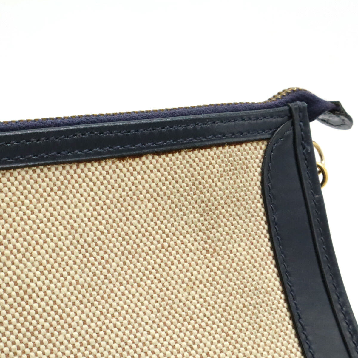 Hermes Canvas Leather Clutch Bag