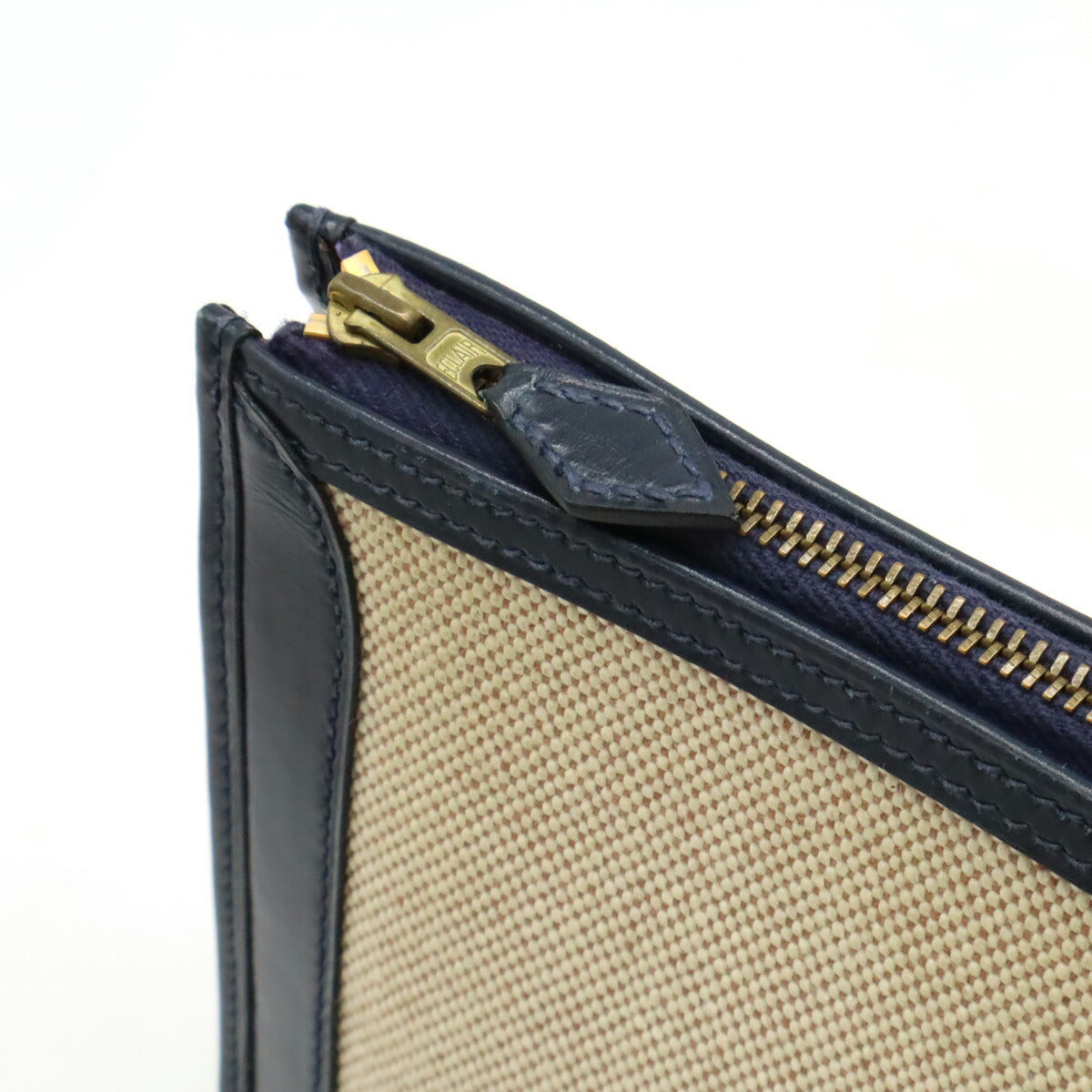 Hermes Canvas Leather Clutch Bag