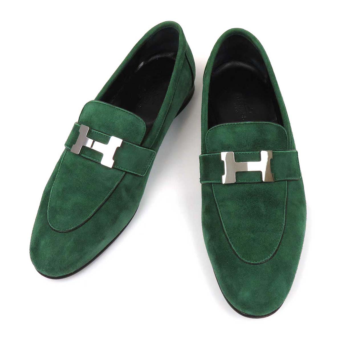 Hermes Green Moccasins