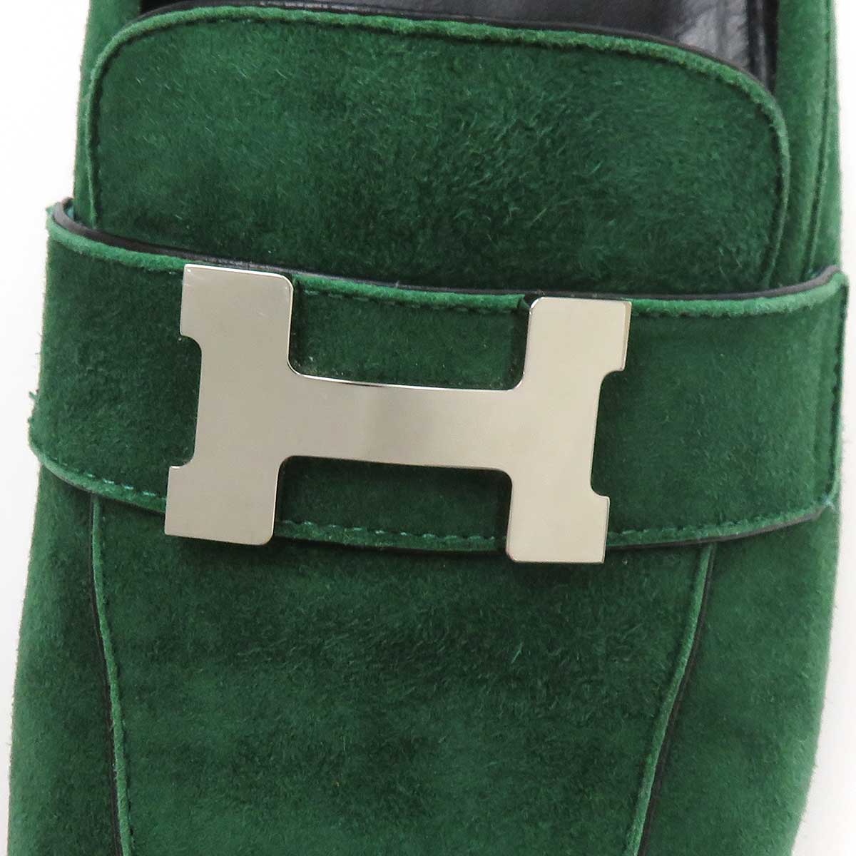 Hermes Green Moccasins