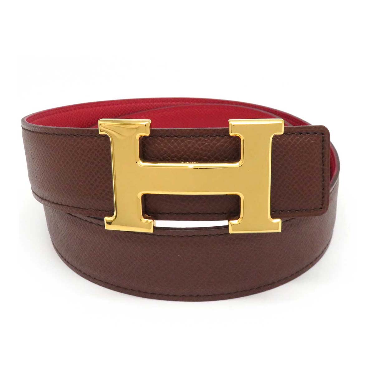 Hermes Reversible Leather Belt Brown Red