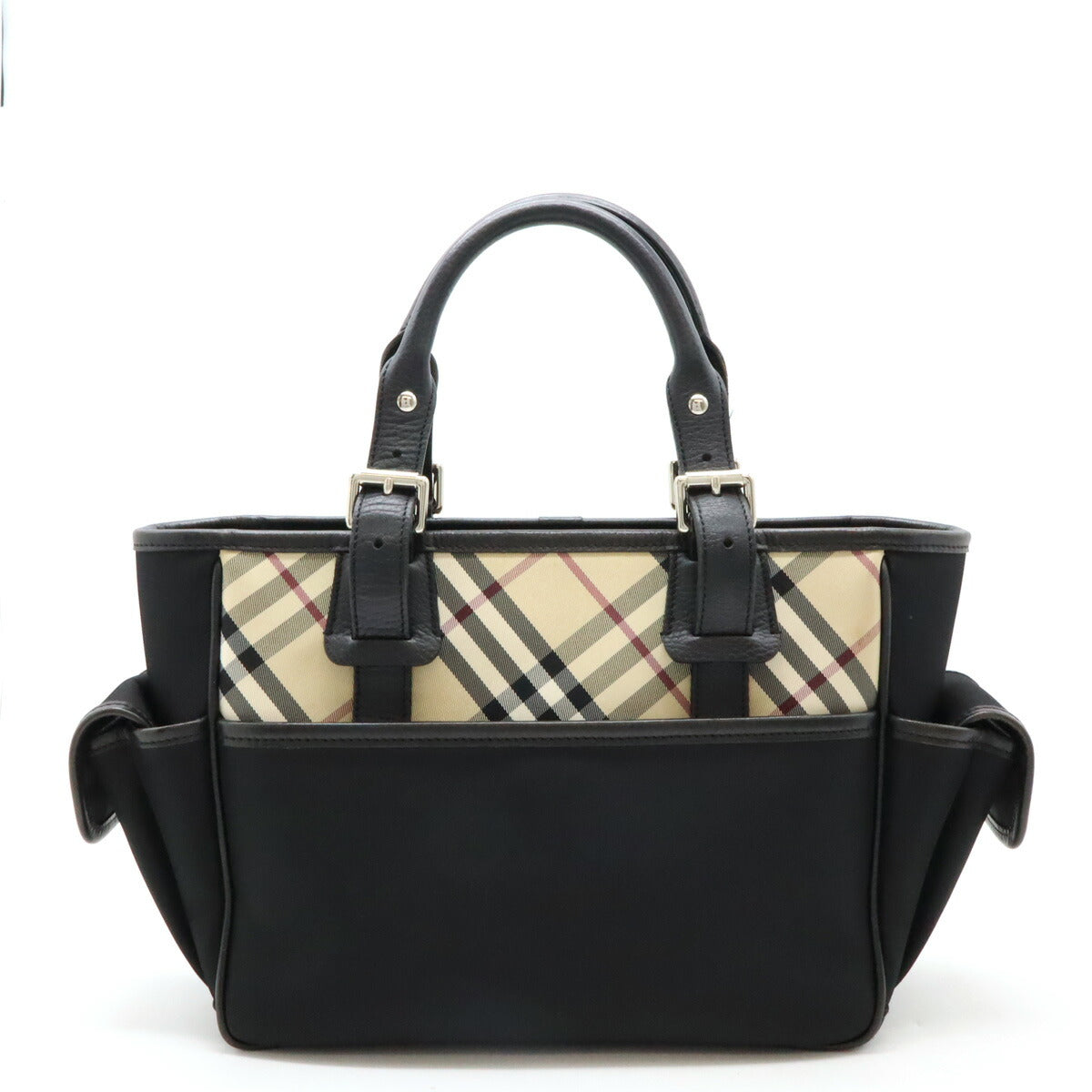 Burberry Nova Check Nylon Canvas Leather Tote Bag