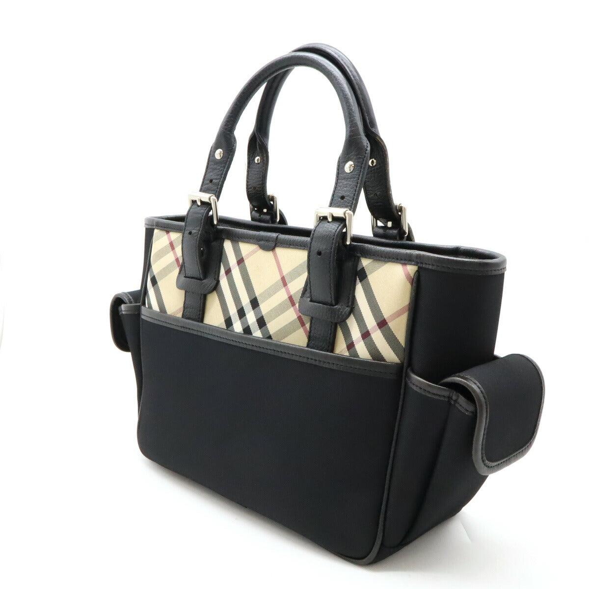 Burberry Nova Check Nylon Canvas Leather Tote Bag