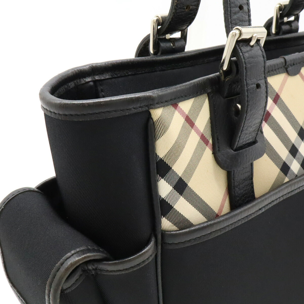 Burberry Nova Check Nylon Canvas Leather Tote Bag