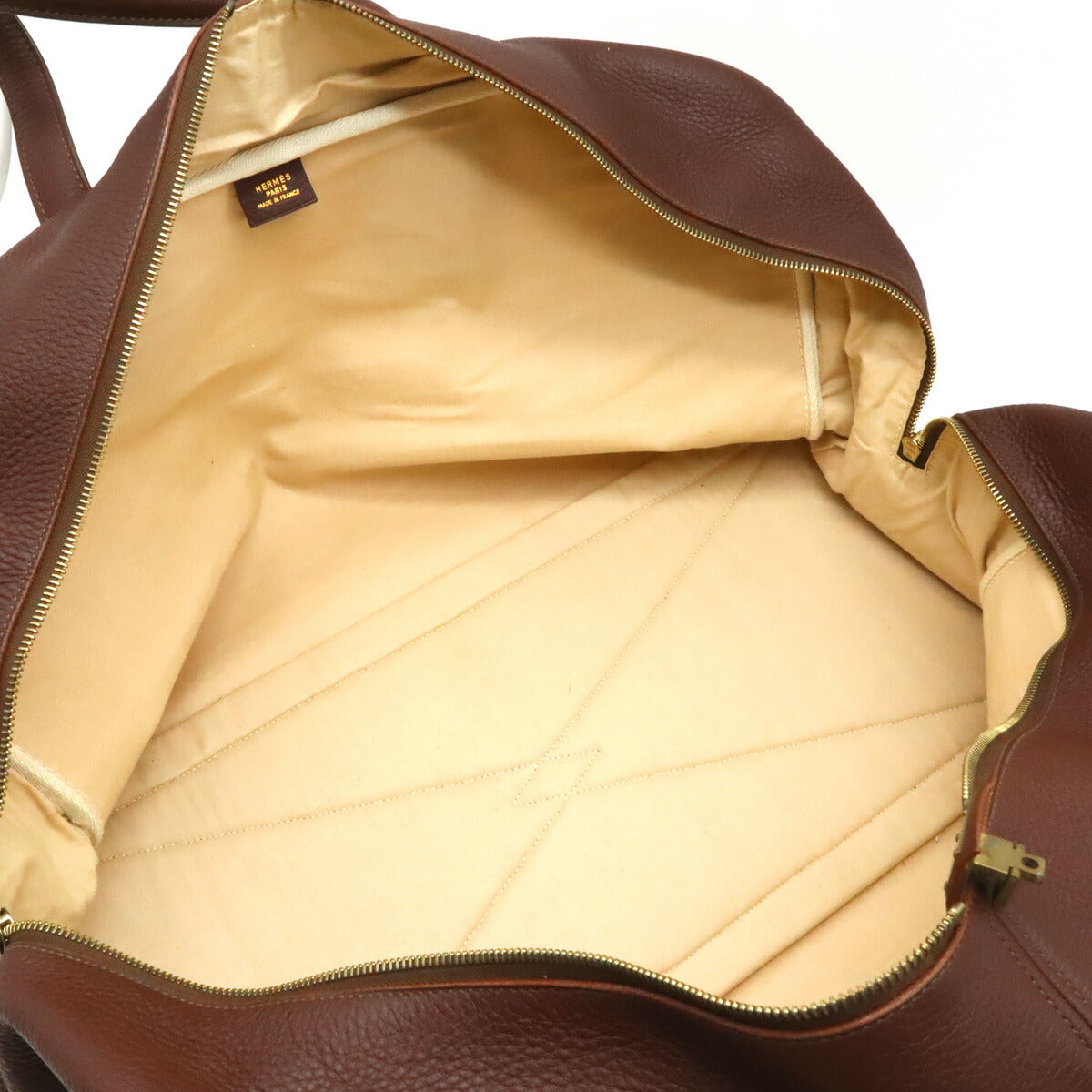 Hermes Victoria 50 Boston Bag Beige Brown