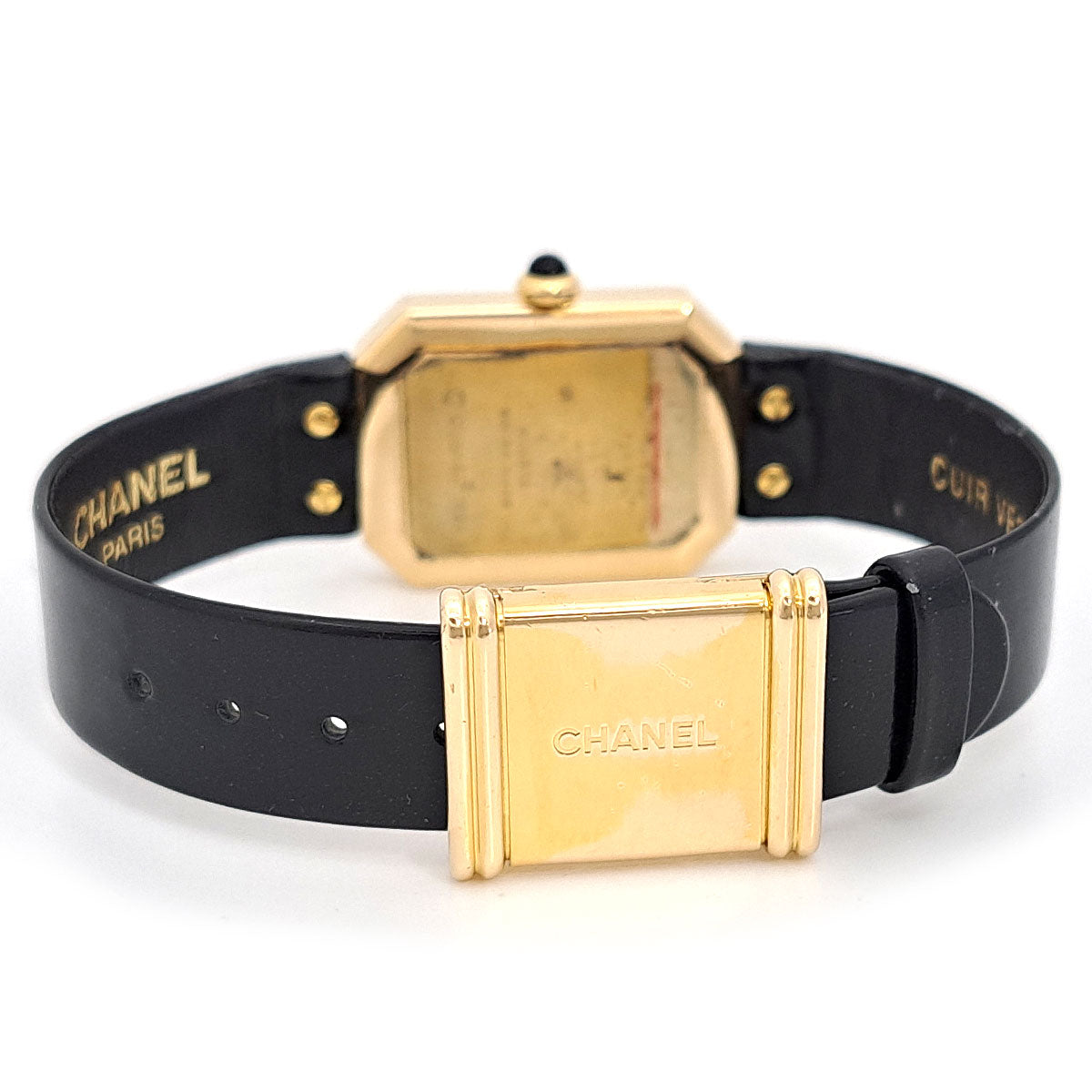 Chanel Yellow Gold Leather Stainless Steel Quartz Watch