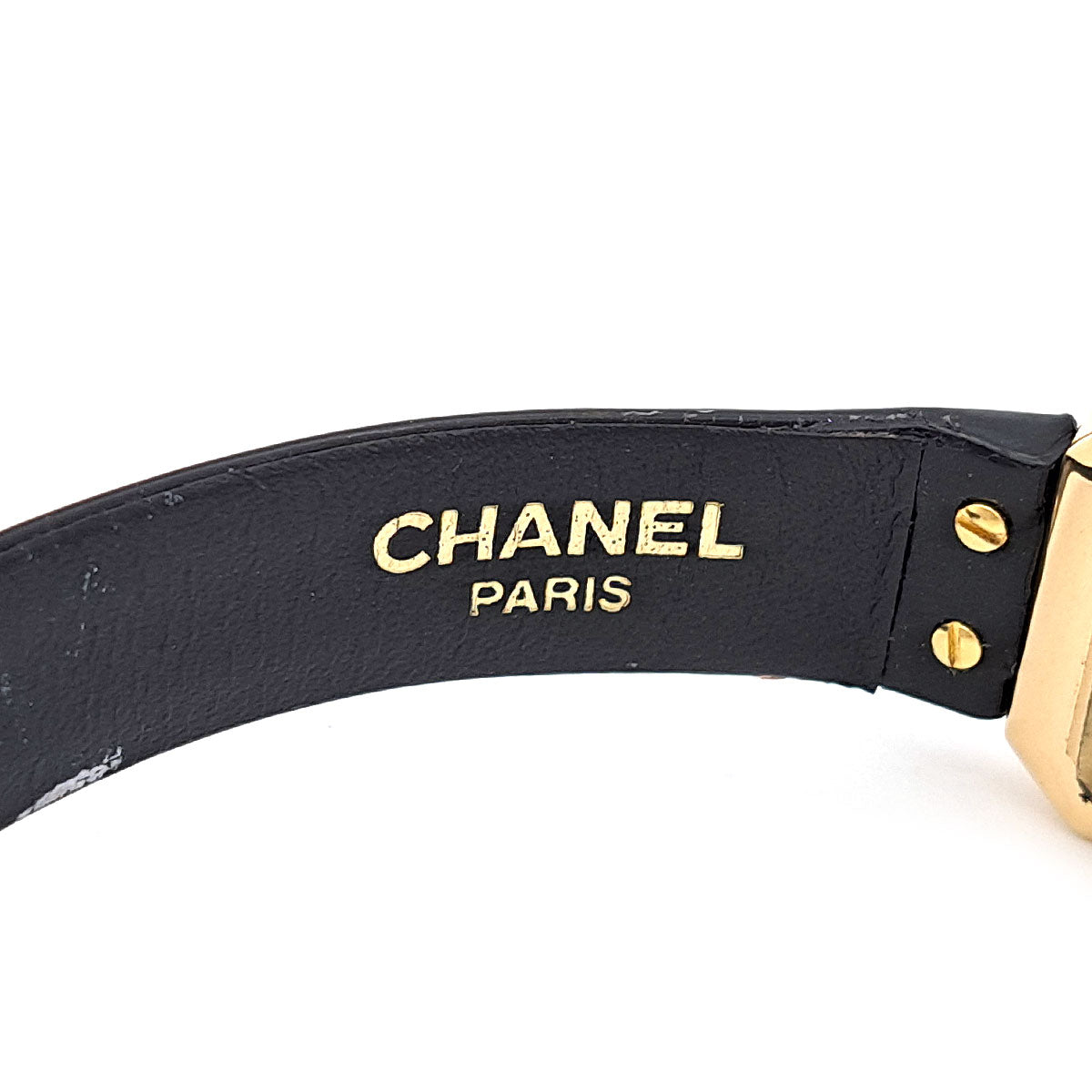 Chanel Yellow Gold Leather Stainless Steel Quartz Watch