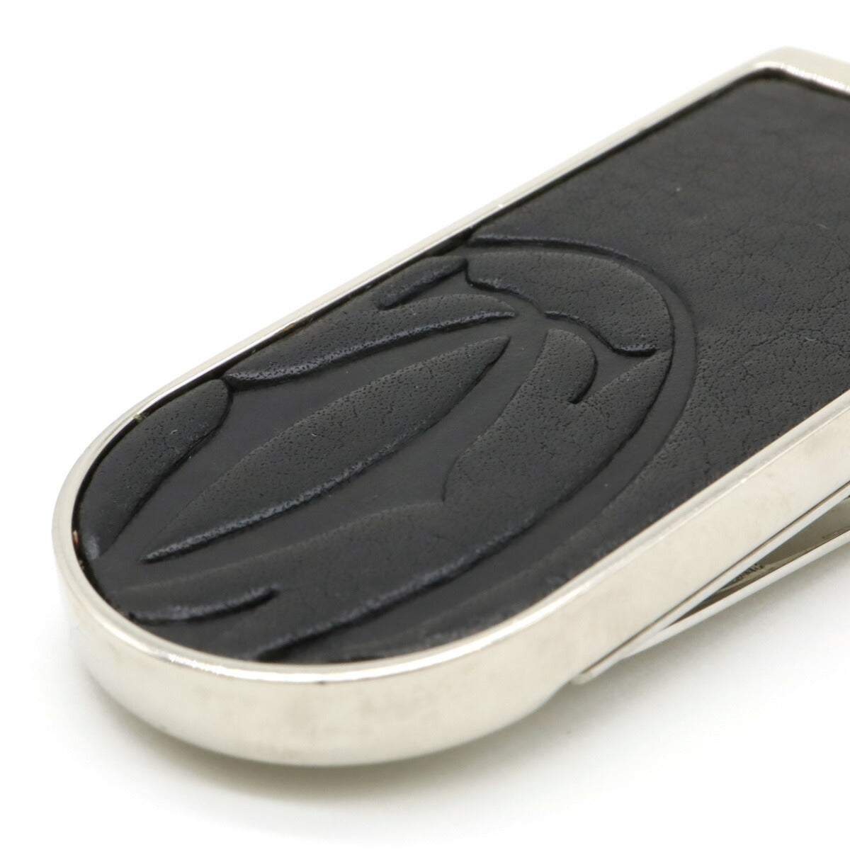 Cartier C Motif Money Clip Leather Metal Black