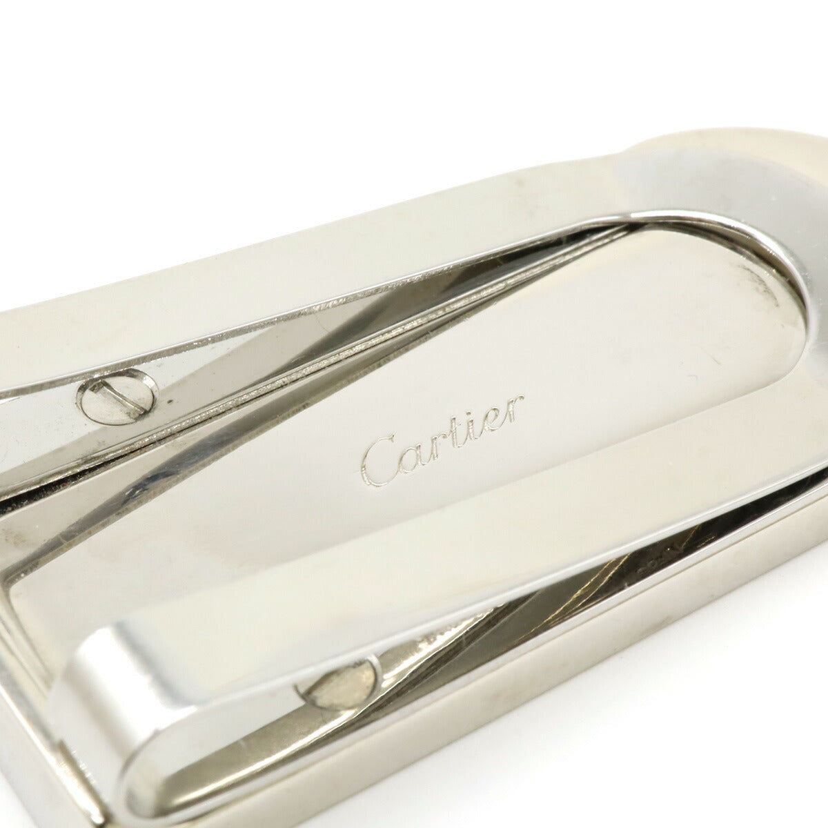 Cartier C Motif Money Clip Leather Metal Black