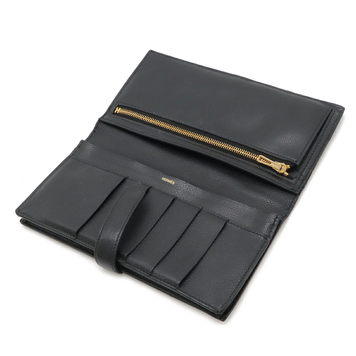 Hermes Bearn Souffle Long Wallet Black Leather