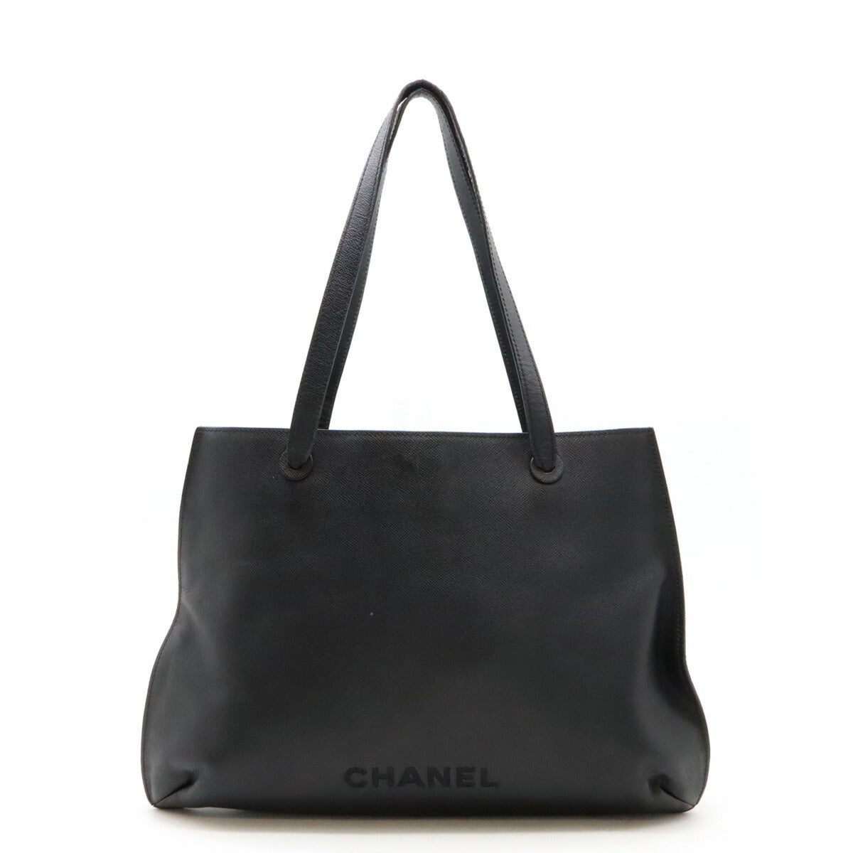 Chanel Leather Logo Tote Bag Black