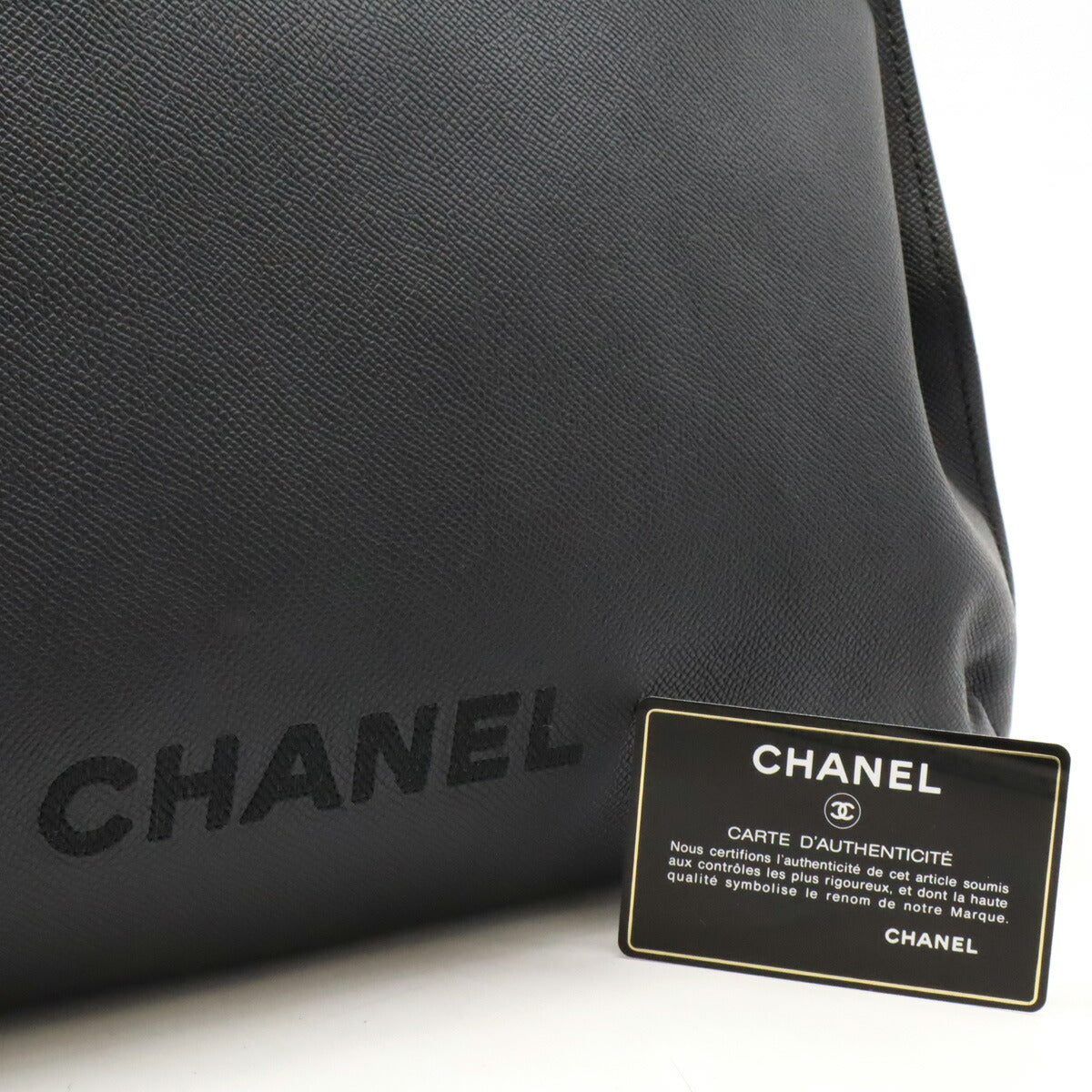 Chanel Leather Logo Tote Bag Black