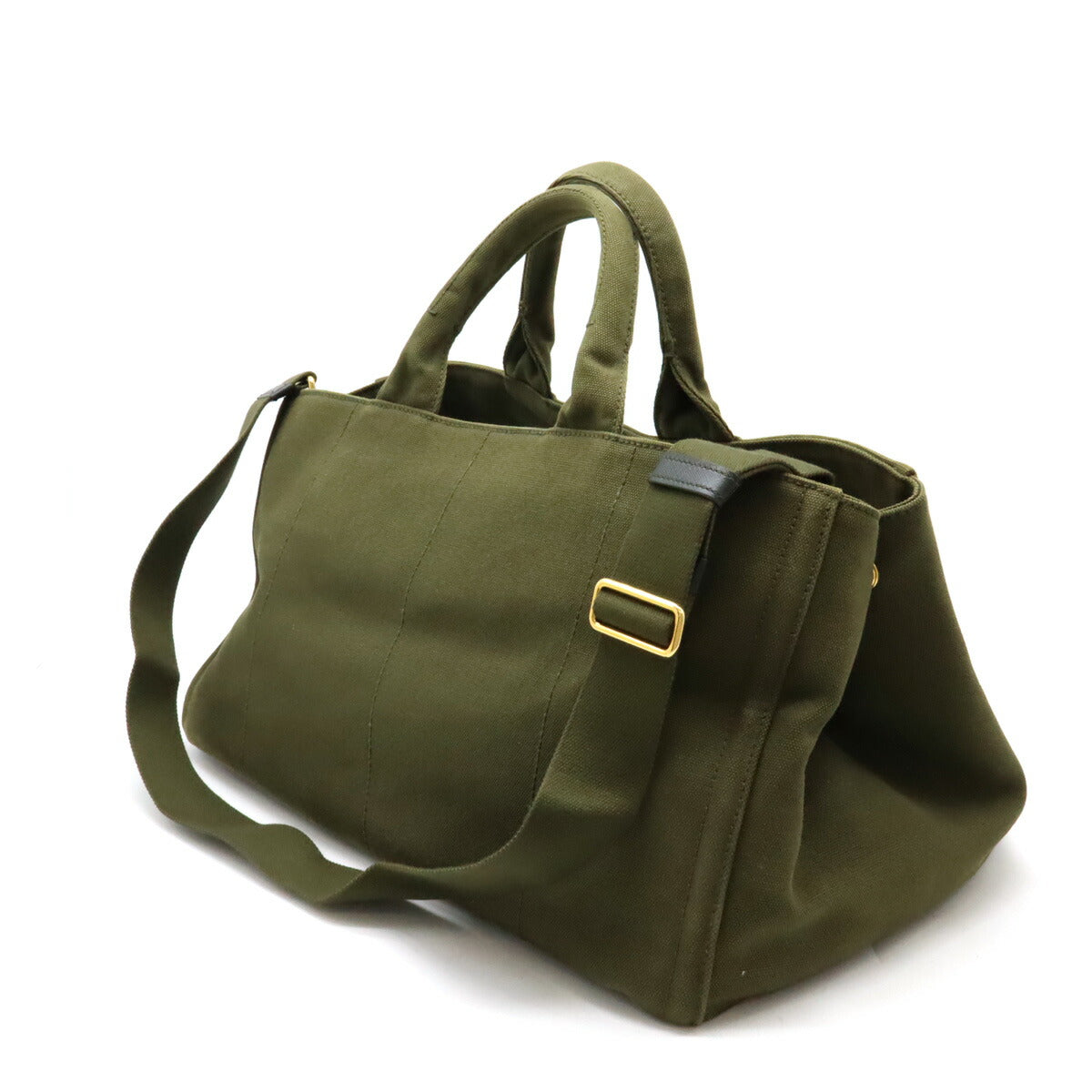 Prada CANAPA Canvas Tote Bag Khaki