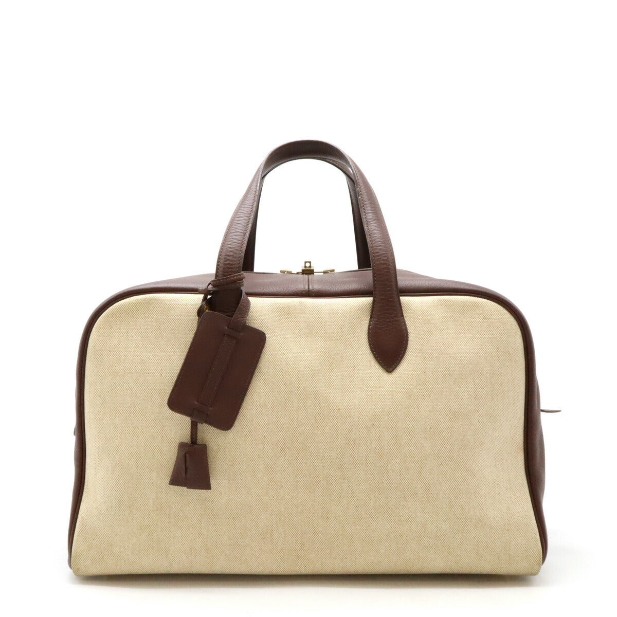 Hermes Victoria 43 Boston Bag Beige Brown