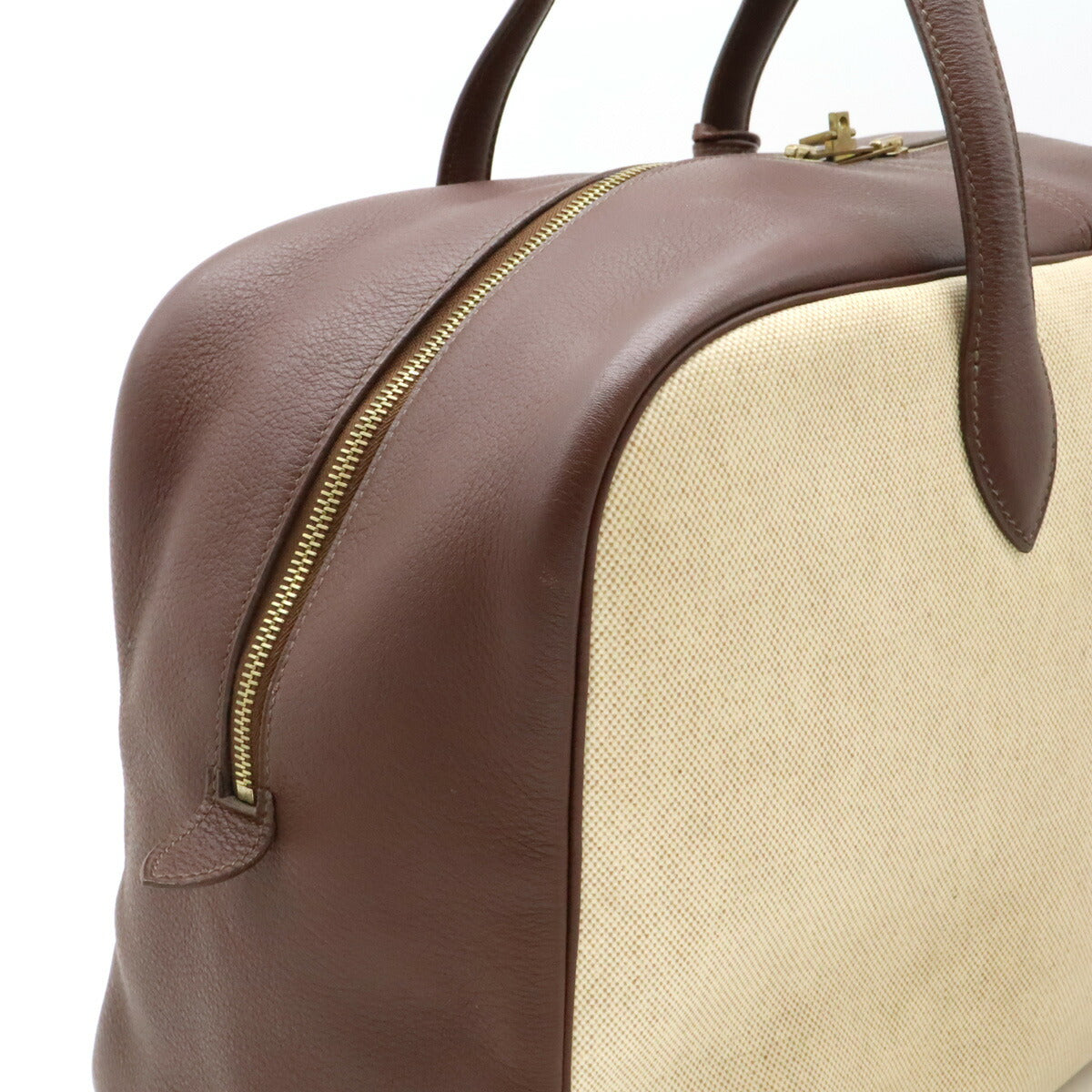 Hermes Victoria 43 Boston Bag Beige Brown