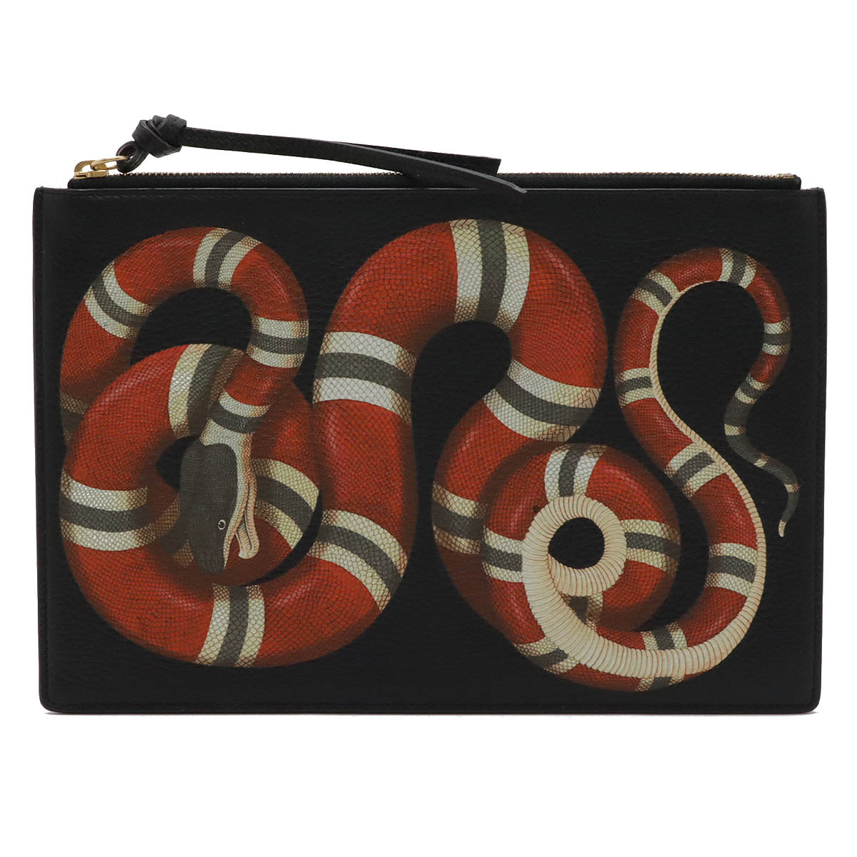 Gucci Snake Print Leather Clutch Bag