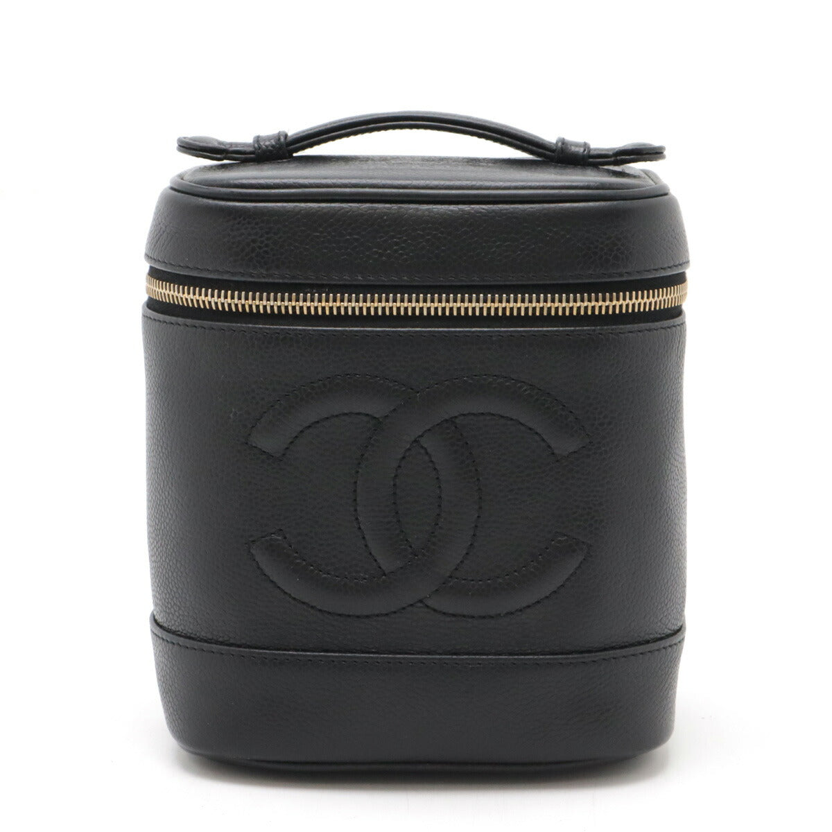 Chanel Caviar Vanity Handbag Black Leather