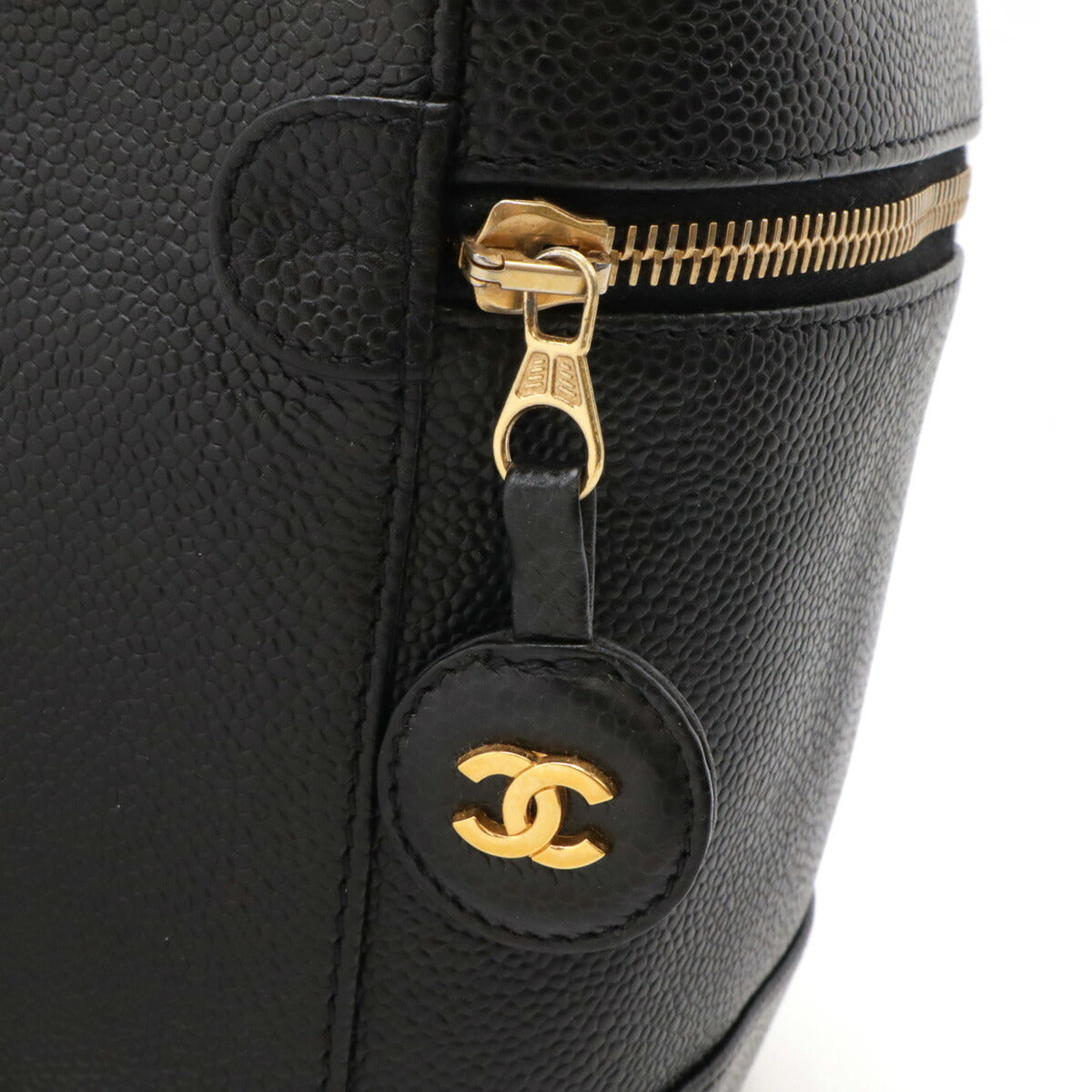 Chanel Caviar Vanity Handbag Black Leather