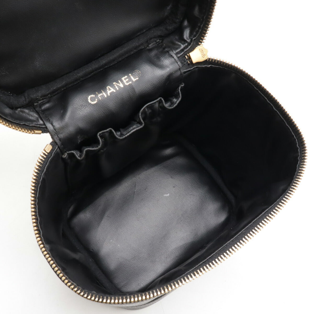 Chanel Caviar Vanity Handbag Black Leather