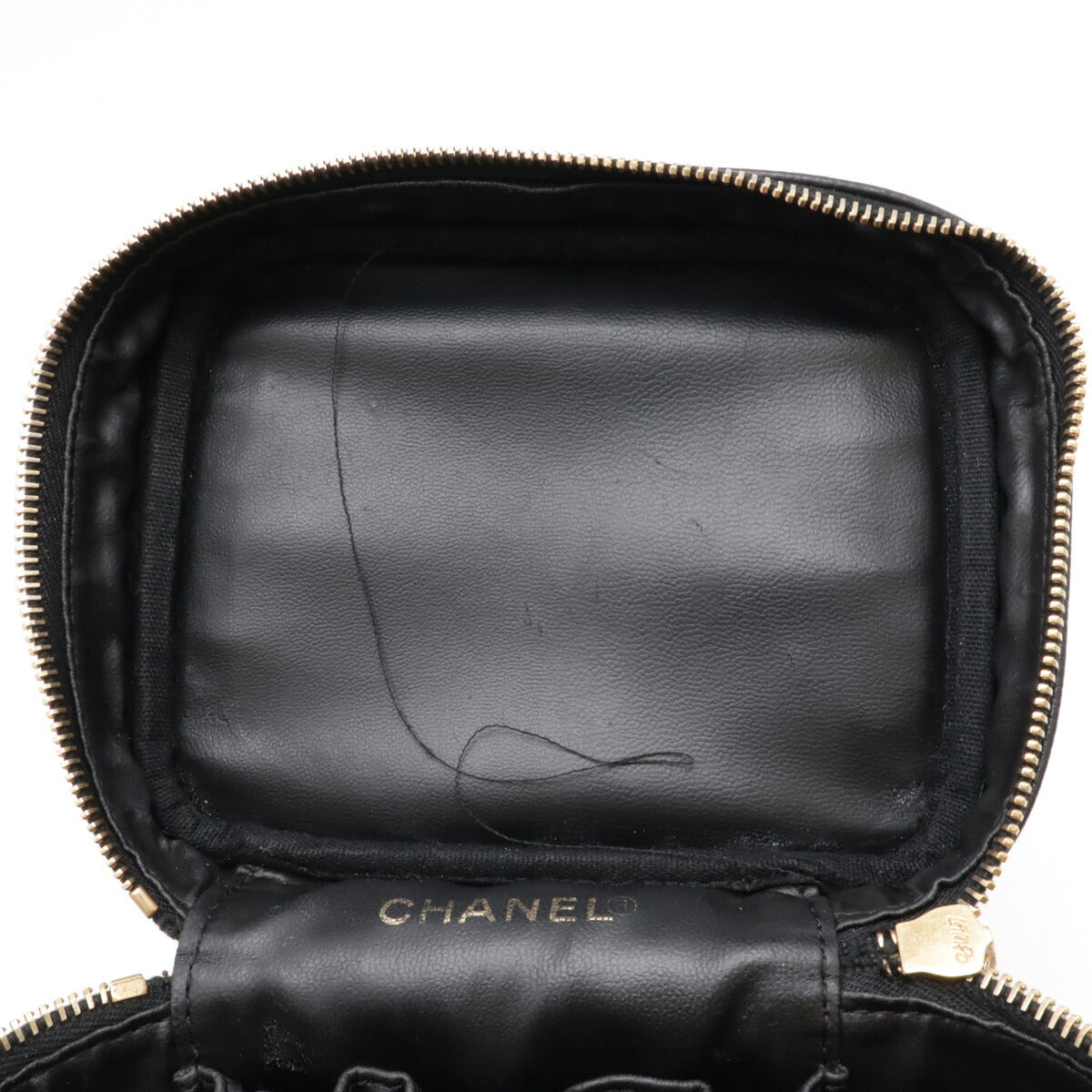 Chanel Caviar Vanity Handbag Black Leather