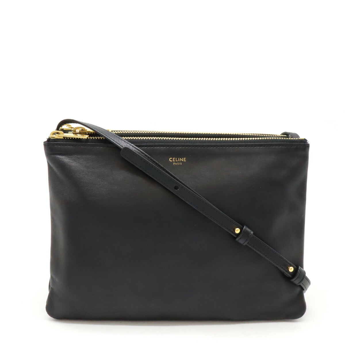 Celine Trio Large Lambskin Shoulder Bag Black