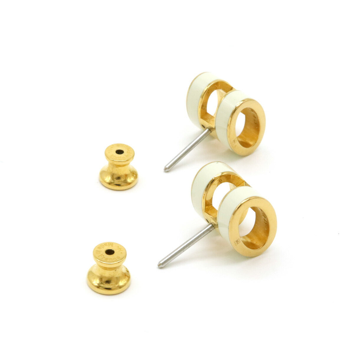 Hermes Pop Ash Earrings Gold Plated White