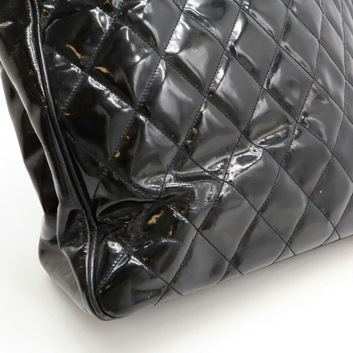 Chanel Patent Leather Chain Tote Bag Black