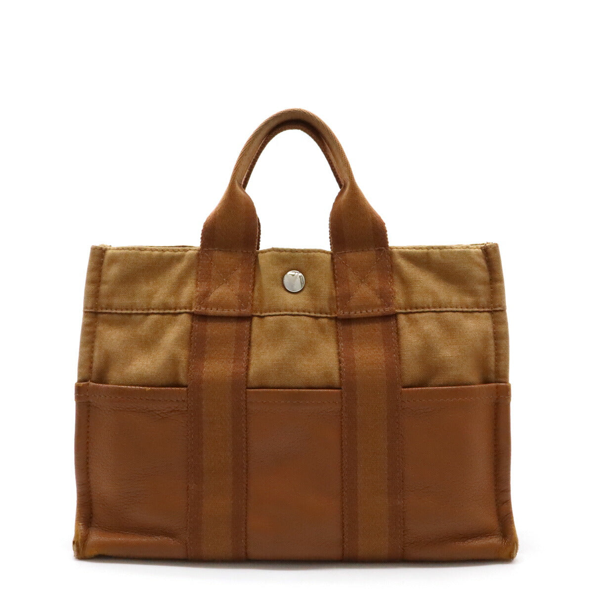 Hermes Canvas Leather Tote PM Bag