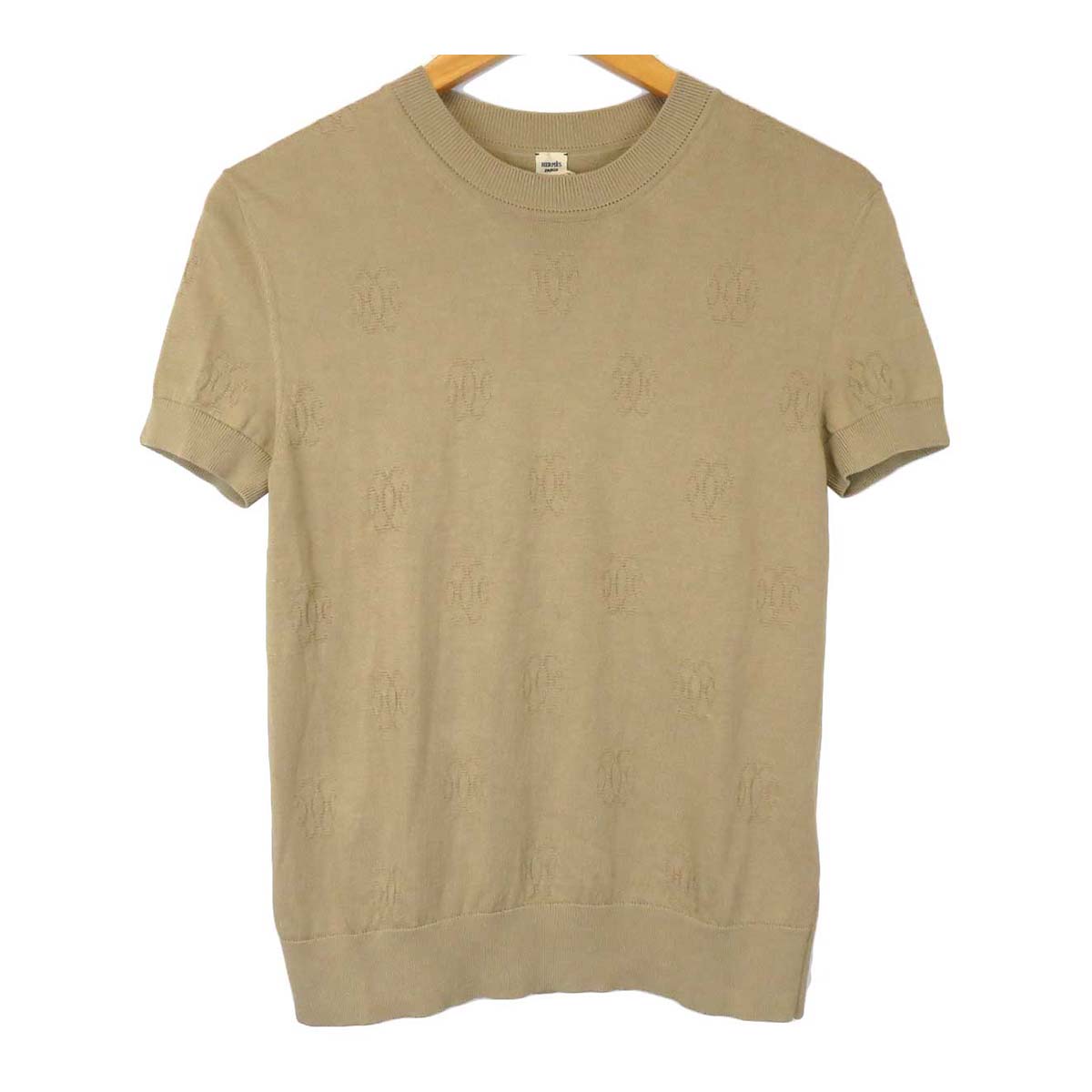 Hermes Short Sleeve Knit T-Shirt Brown Beige