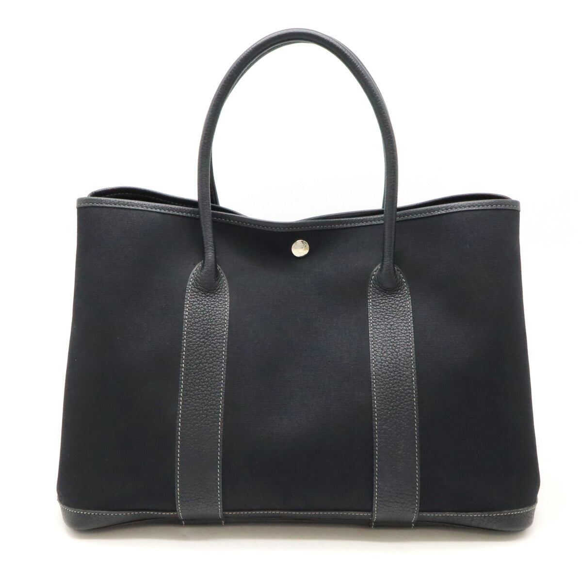 Hermes Garden Party PM Tote Bag Canvas Leather Black