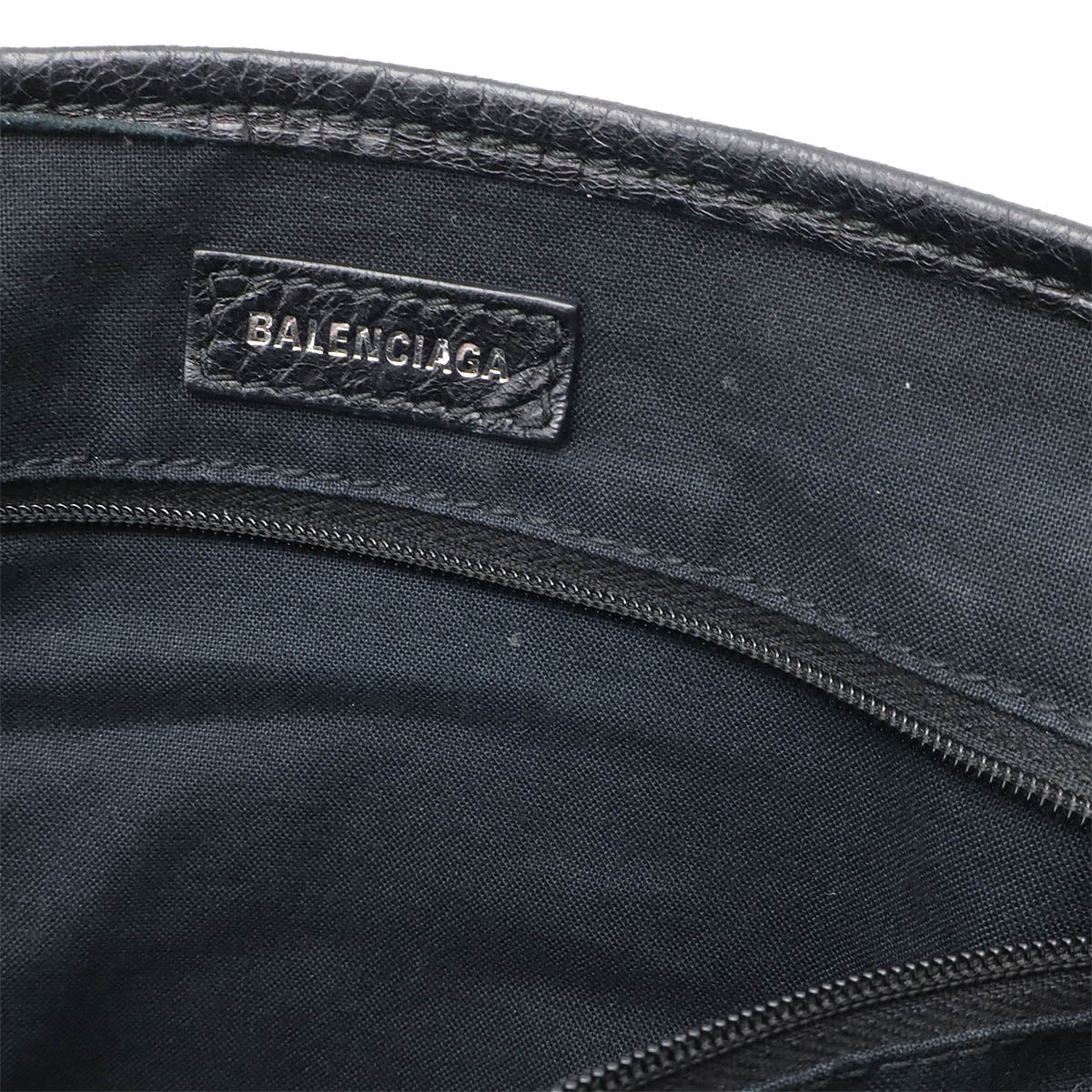 Balenciaga Leather Navy Cabas Logo Tote Bag