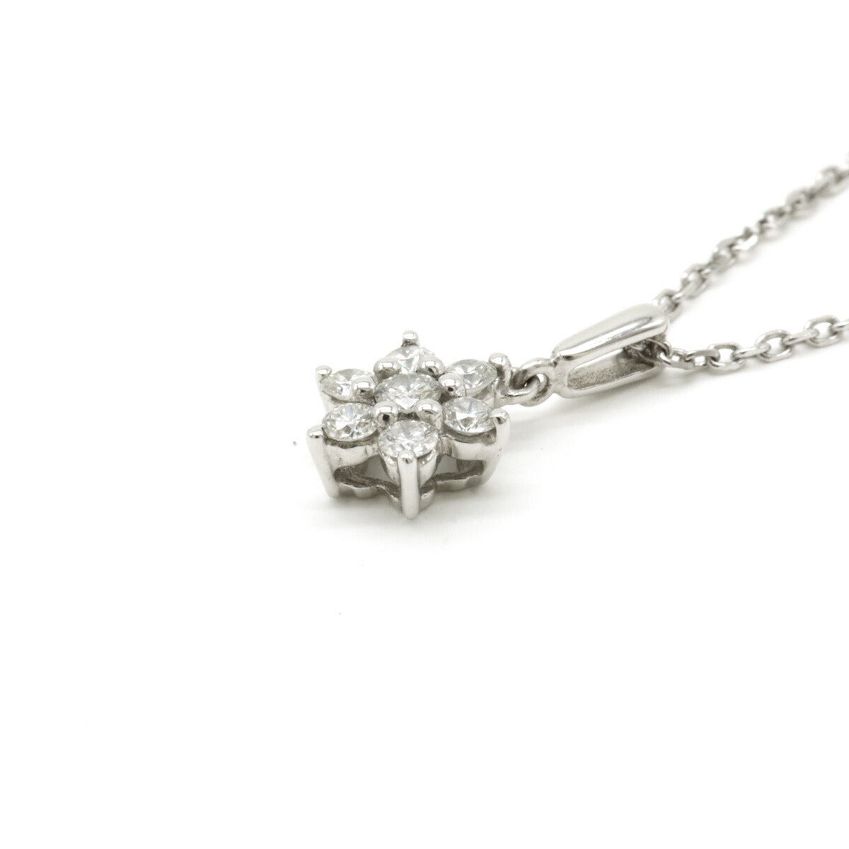 Mikimoto Diamond Flower Necklace Pendant K18WG