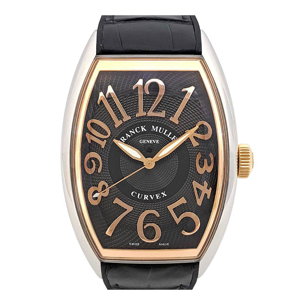 Franck Muller Watch Stainless Steel Pink Gold Leather Automatic