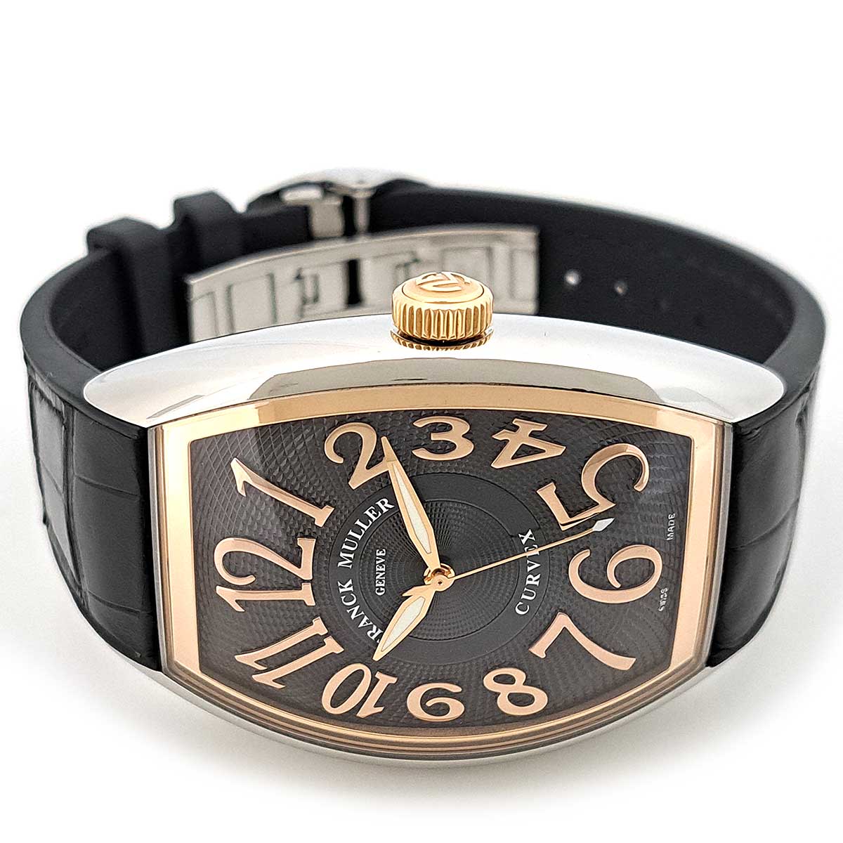 Franck Muller Watch Stainless Steel Pink Gold Leather Automatic