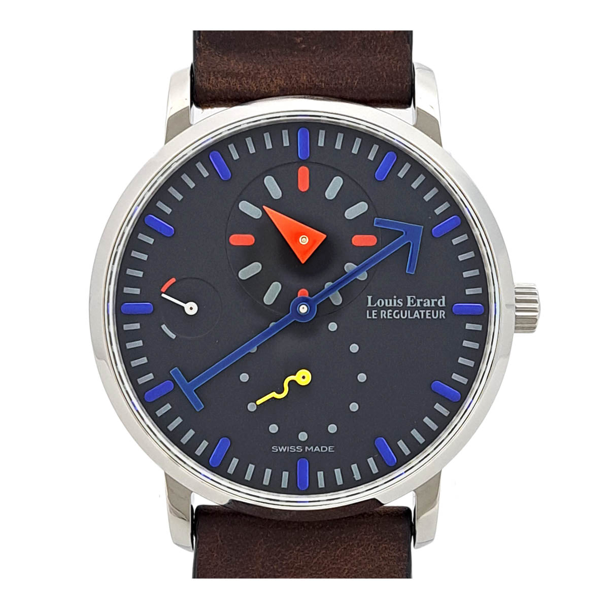 Louis Erard Watch Stainless Steel Leather Manual Analog Black Dial