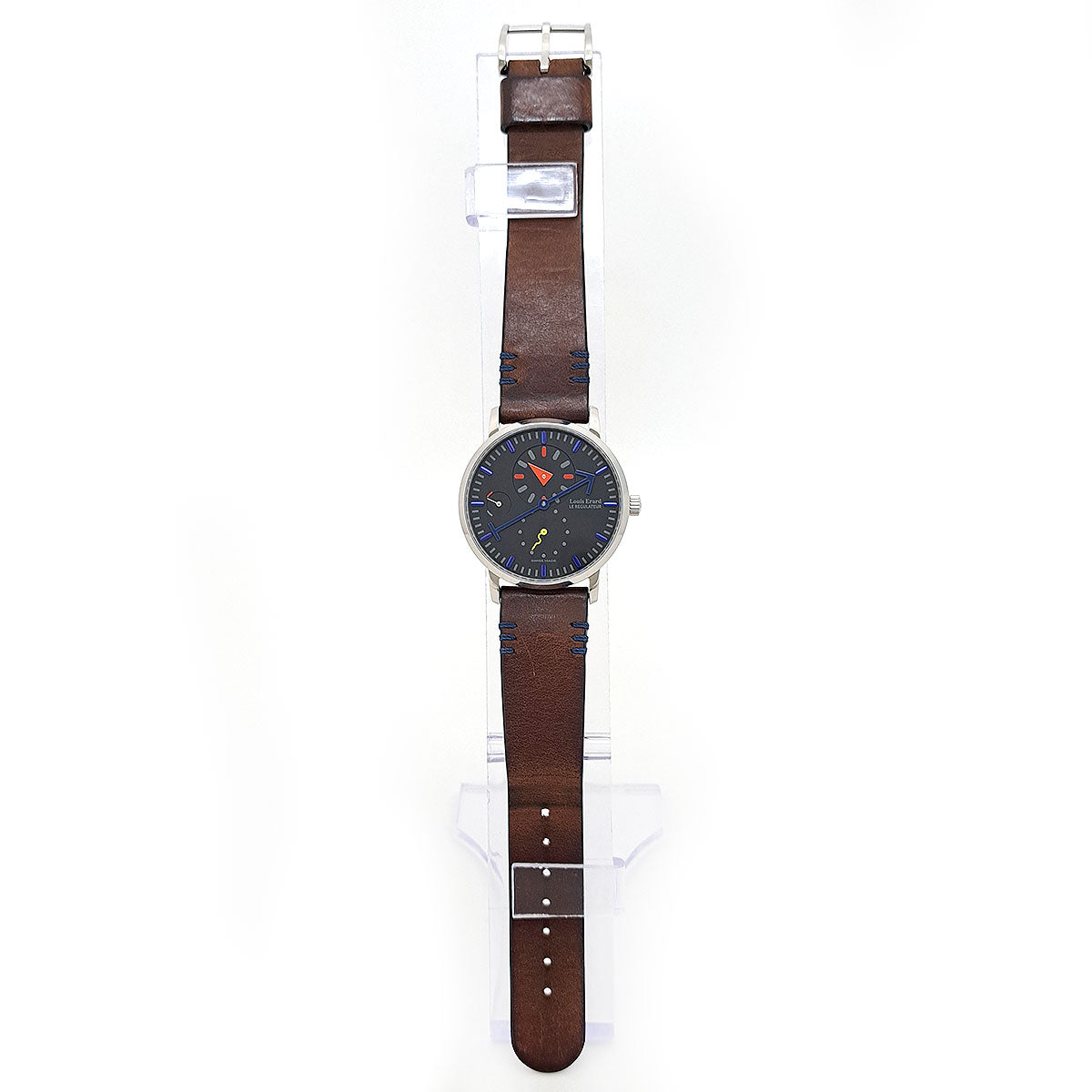 Louis Erard Watch Stainless Steel Leather Manual Analog Black Dial