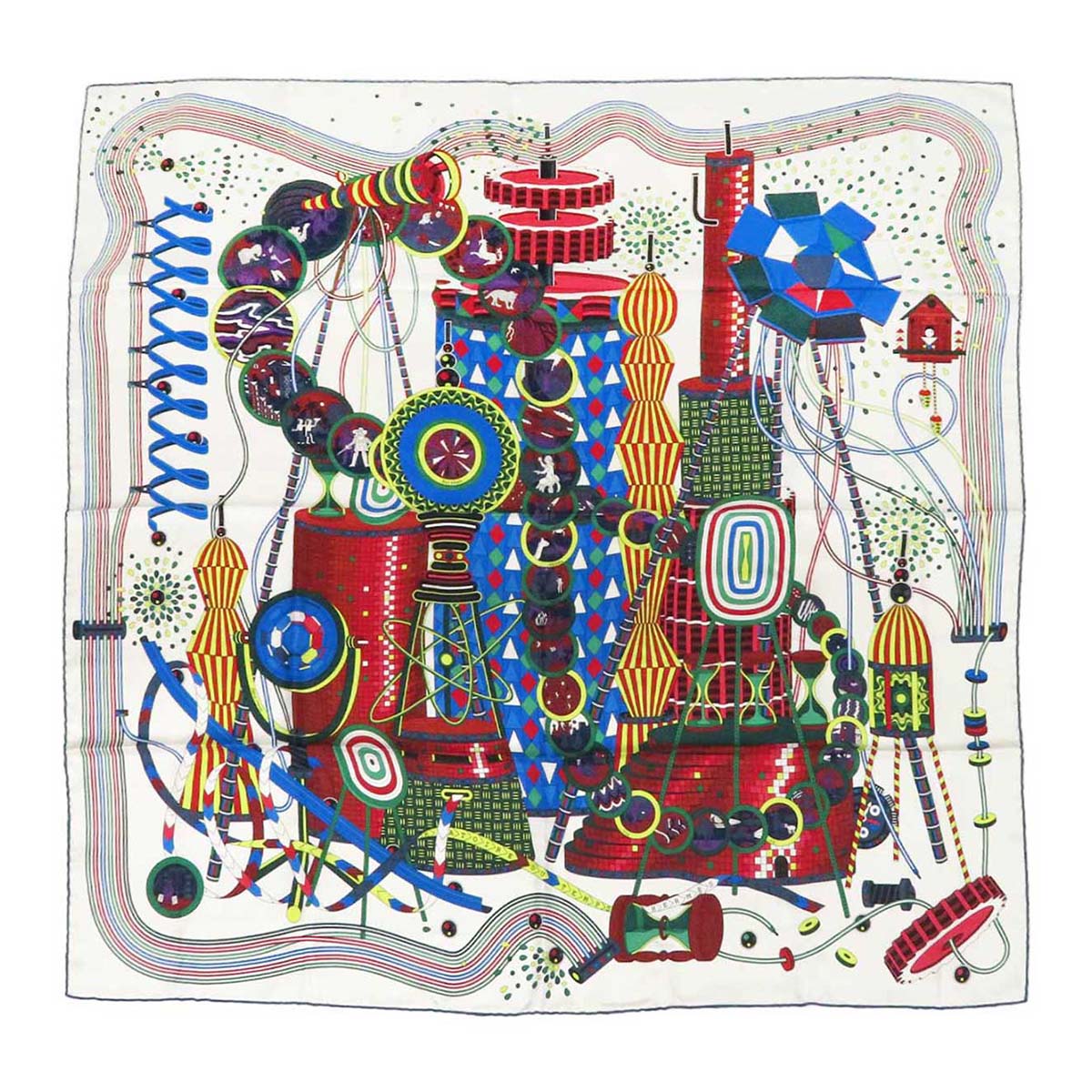 Hermes Silk Scarf White Multicolor