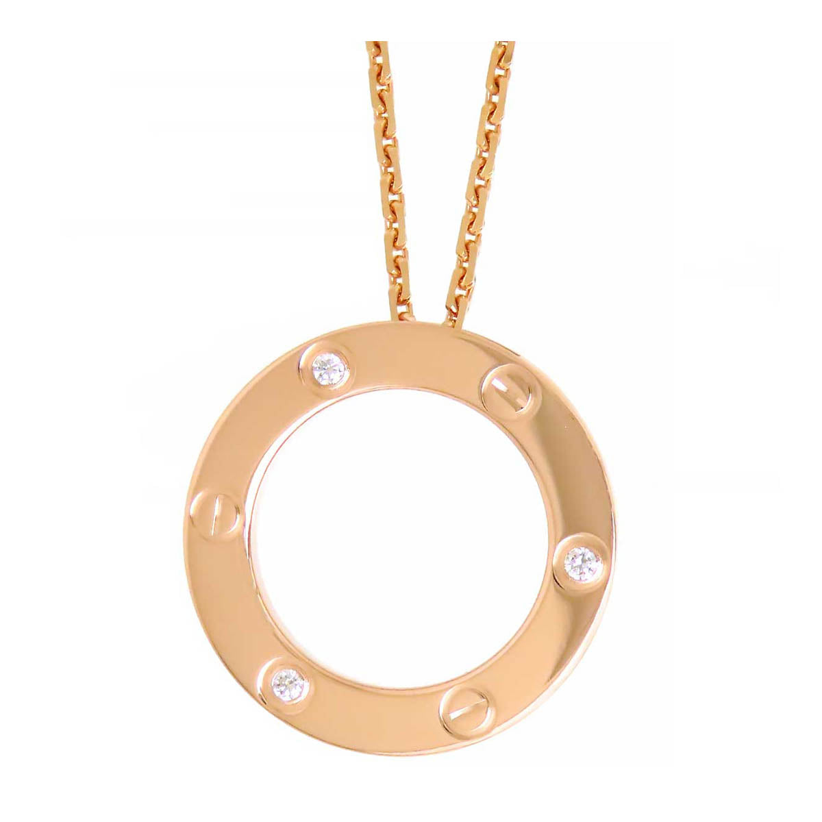 Cartier K18PG Diamond Love Circle Necklace