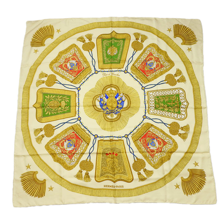 Hermes Silk Scarf Carre 90 Multicolor Beige