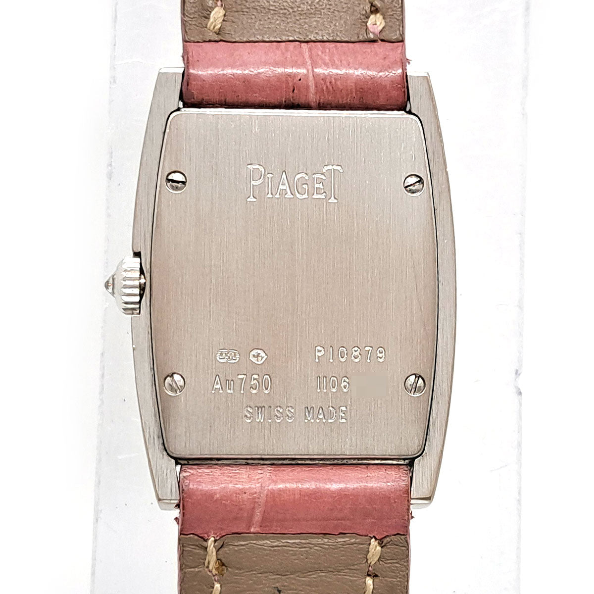 Piaget White Gold Leather Diamond Quartz Watch