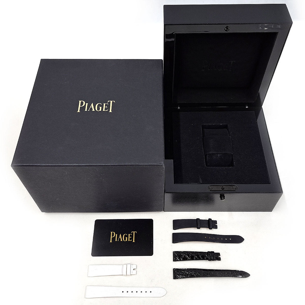 Piaget White Gold Leather Diamond Quartz Watch