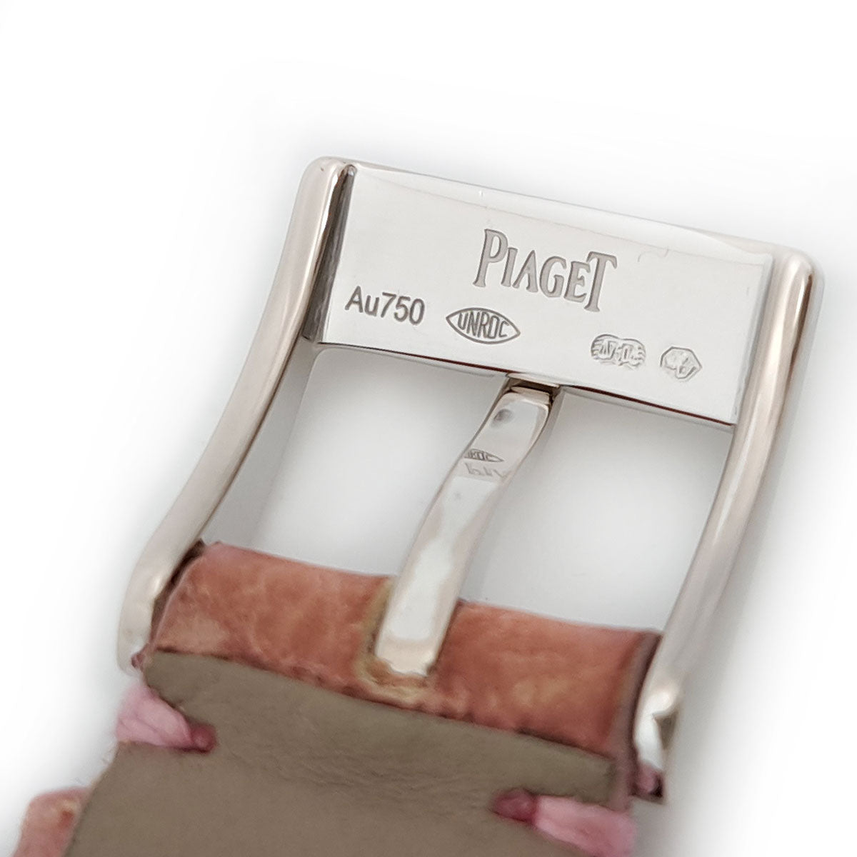 Piaget White Gold Leather Diamond Quartz Watch