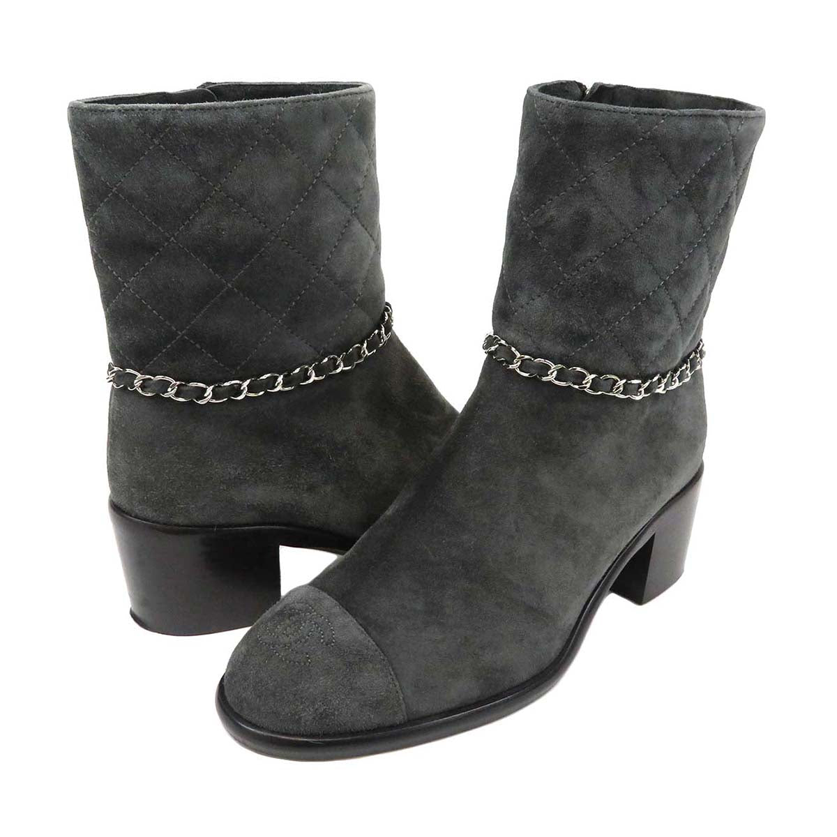 Chanel Suede Short Boots Gray