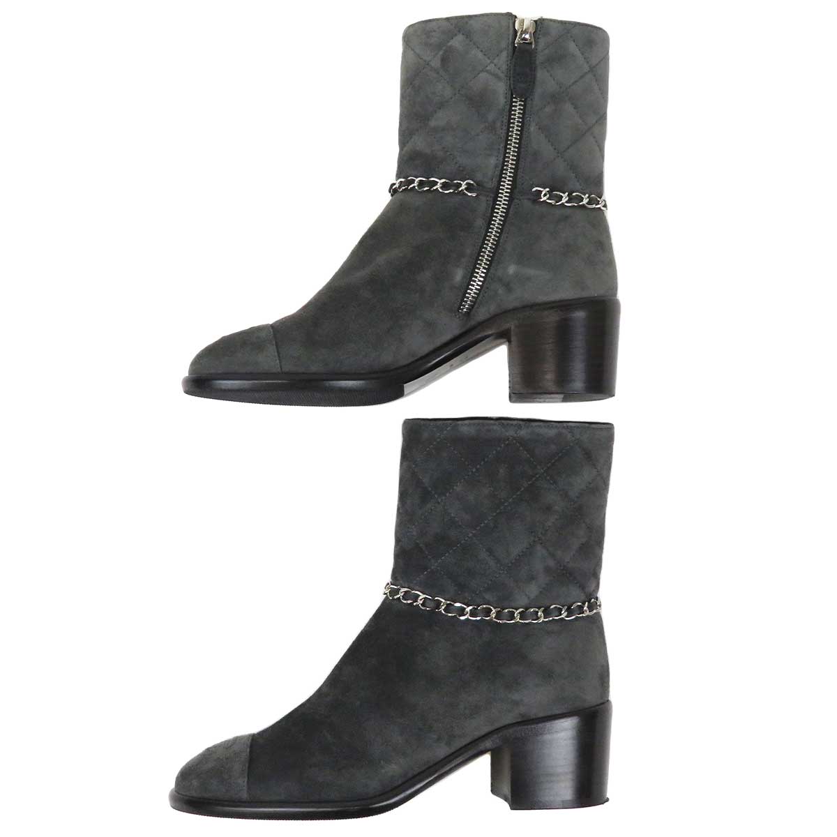 Chanel Suede Short Boots Gray