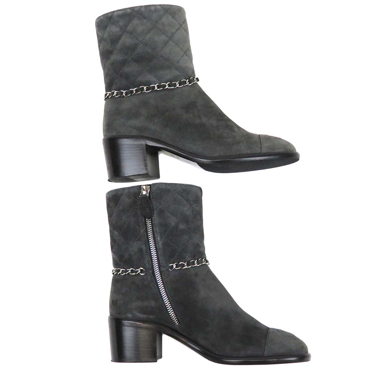 Chanel Suede Short Boots Gray