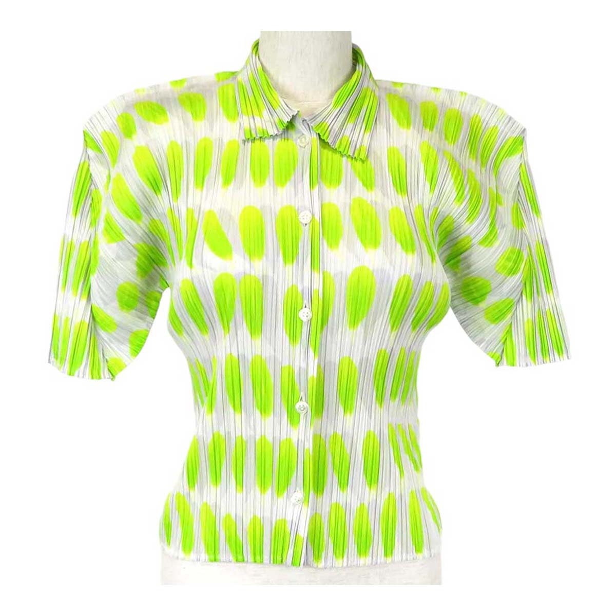 Pleats Please Short Sleeve Shirt Gray Light Green