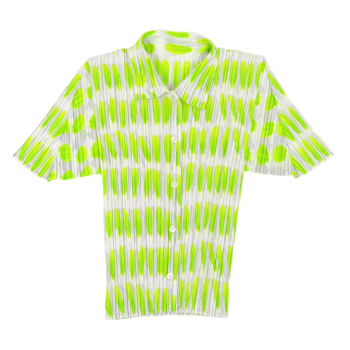 Pleats Please Short Sleeve Shirt Gray Light Green