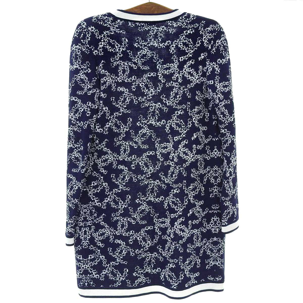 Chanel Cotton Knit Long Cardigan Navy