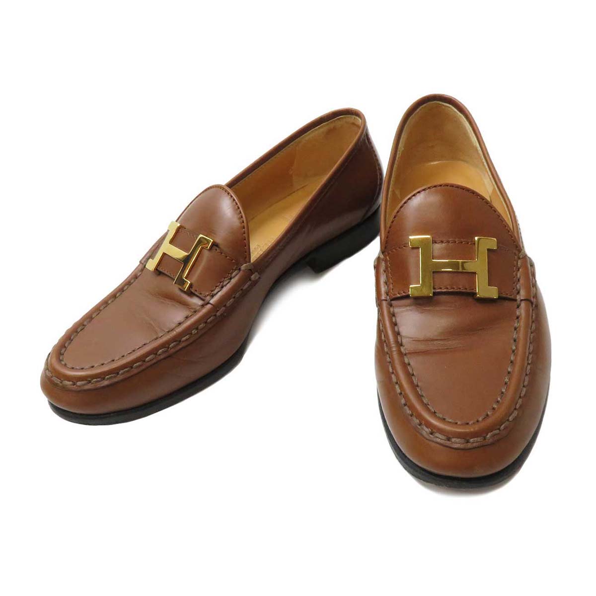 Hermes Leather Loafers Brown